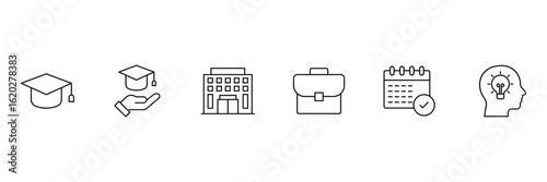 Education icon set. Education and Learning line icon set. High quality vector icons for learning, teaching, and education related concepts. Editable stroke. Vector illustration.