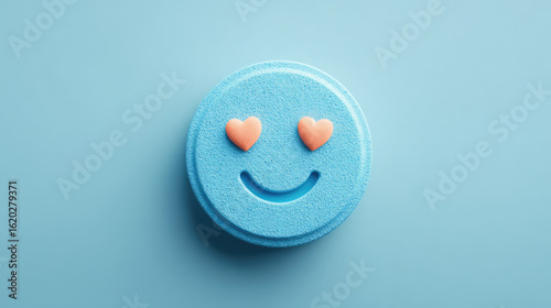 Promoting health and vitality with a blue pill symbol of love and intimacy in a romantic environment for enhanced performance and connection to happiness