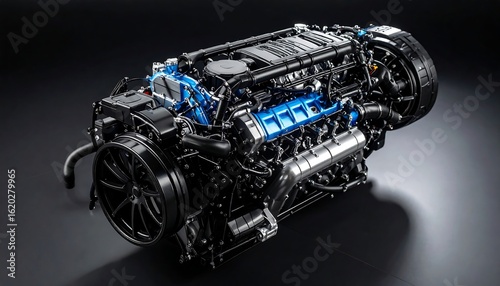 Powerful marine engine close-up