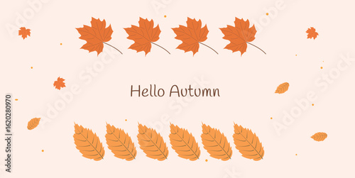 Autumn banner with leaves. Vector illustration