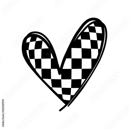 Hand Drawn Heart with Checkered Pattern