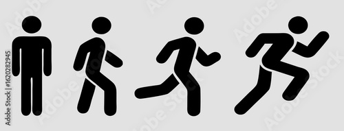 Four clean simple black and white stick figure icons.