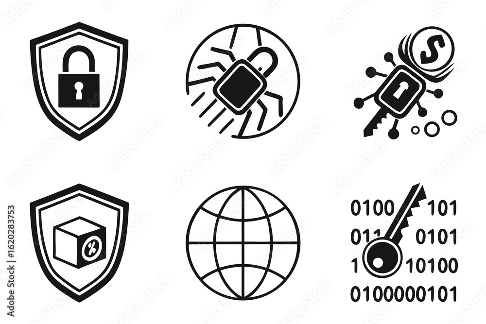 Fototapeta premium Cybersecurity and Digital Security Icons Collection.