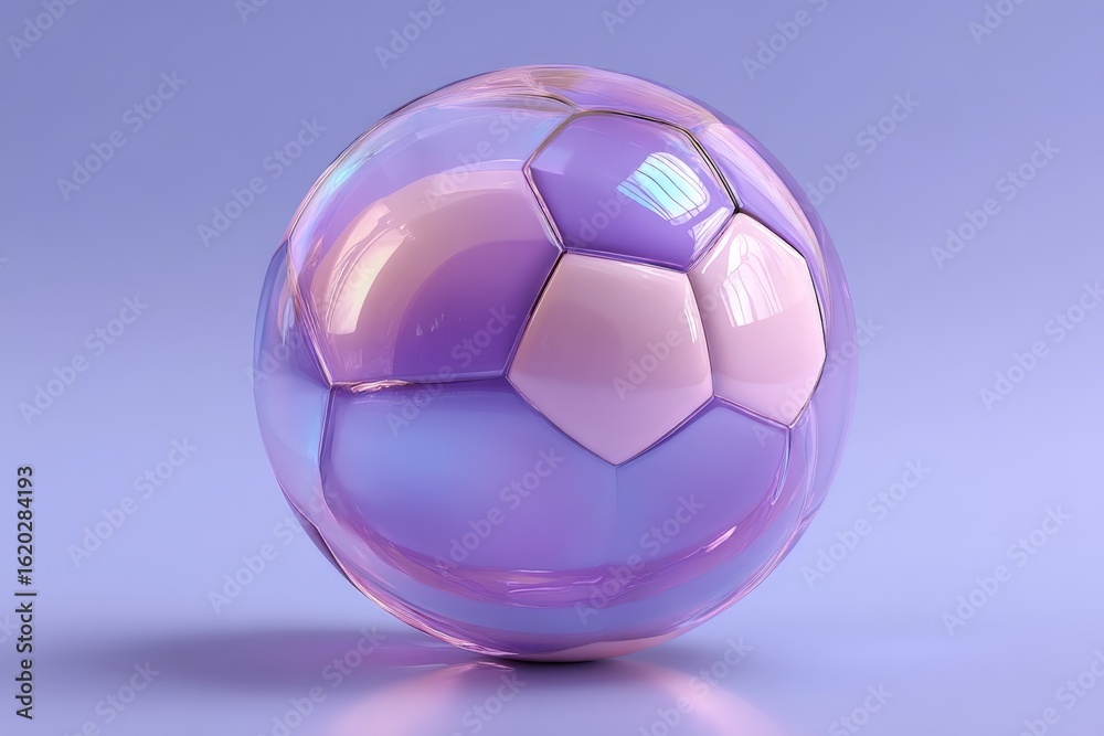 Naklejka premium Colorful soccer ball design on a smooth pastel background showcasing an artistic perspective