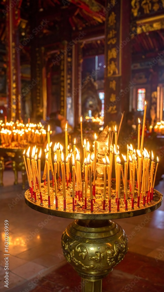 Obraz premium Many lit candles in a temple (1)