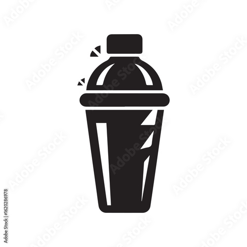 Cocktail Shaker Silhouette - Black Vector Illustration