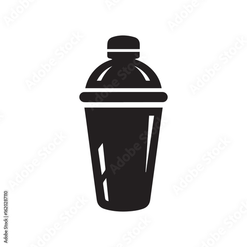Cocktail Shaker Silhouette - Black Vector Illustration