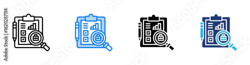 Assessment icon set multiple style collection