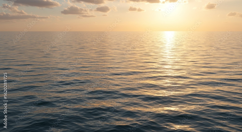 Fototapeta premium Peaceful Ocean Sunset with Golden Light Reflections