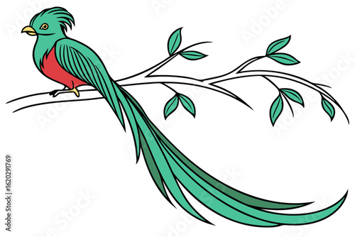 Colorful Quetzal Bird Artwork for Jungle-Themed Designs