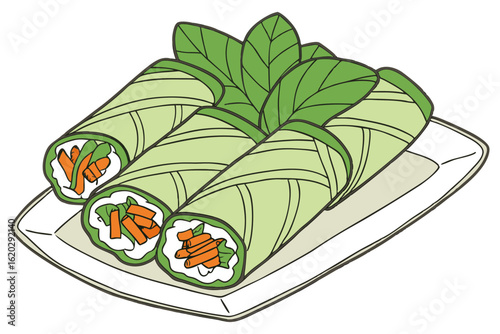 Appetizing Spring Rolls Illustration for Asian Cuisine Designs
