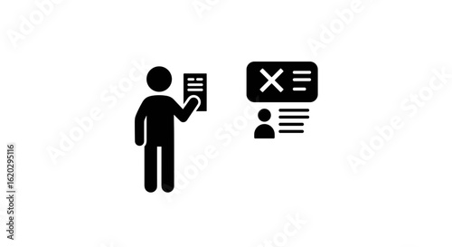 Person holding a document with a rejection notice