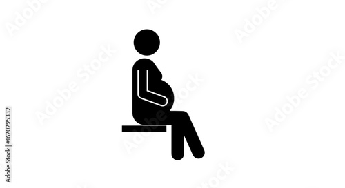 Pregnant woman sitting silhouette on a white background