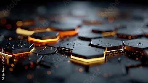 High-Tech Honeycomb Structure Symbolizing Divergent Thinking on Sleek Dark Background with Subtle Light Reflections