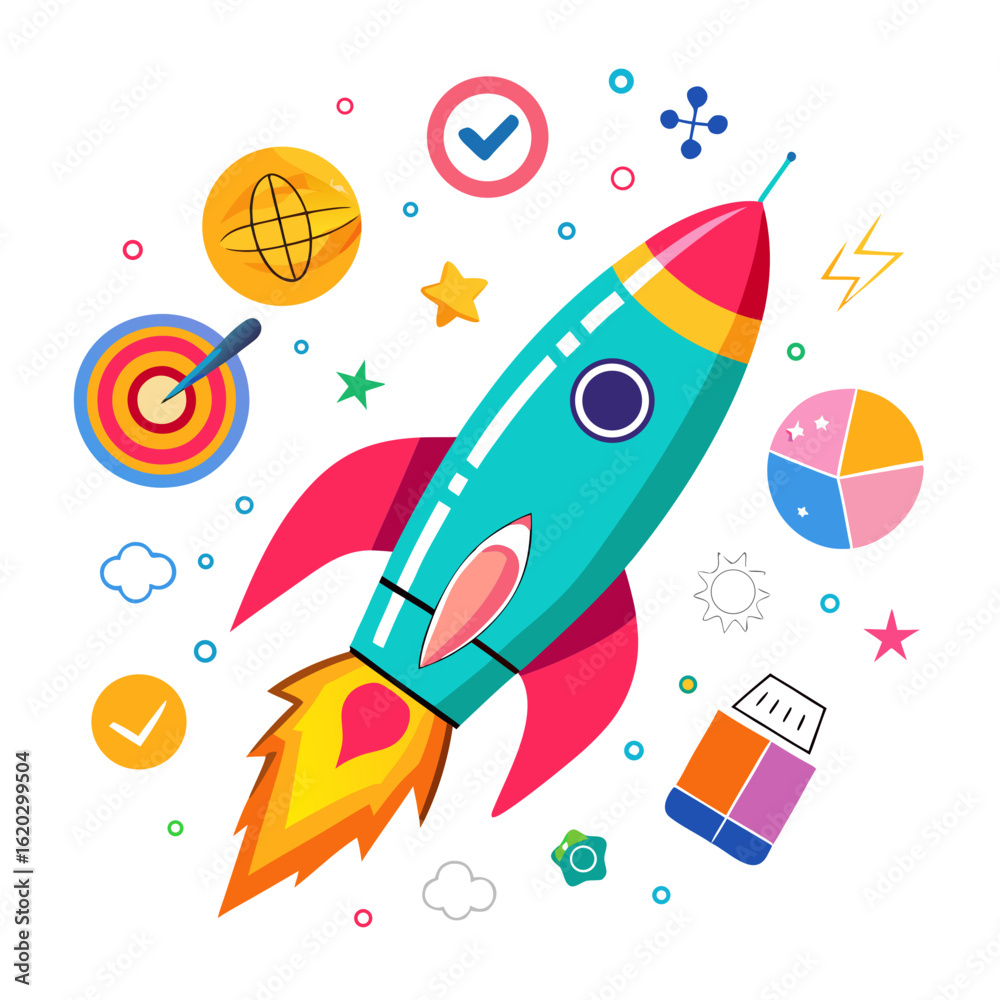 Naklejka premium Creative Startup Launch Concept