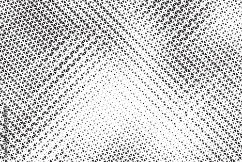 Abstract triangle halftone background. Triangle vector abstract geometric background. Halftone triangular retro 80s pattern. Minimal style retro dynamic wallpaper.