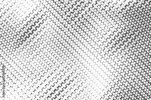Abstract triangle halftone background. Triangle vector abstract geometric background. Halftone triangular retro 80s pattern. Minimal style retro dynamic wallpaper.