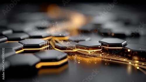 High-Tech Honeycomb Structure Symbolizing Divergent Thinking on Sleek Dark Background with Subtle Light Reflections