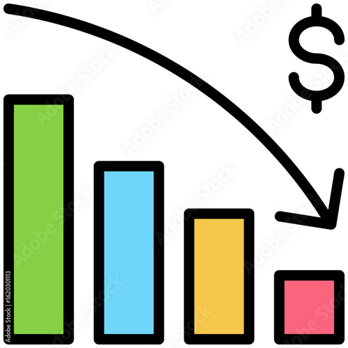 Bankrupt icon for accounting and finance business, website, application, printing, document, poster design, etc