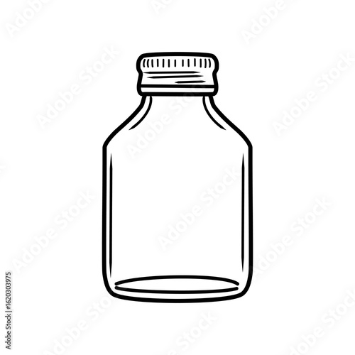 Sketch drawing of ClearTransparent Glass Bottle,Realistic clear glass jar mockup, Vector illustration isolated on transparent background,Can be use for your design, advertising, promo and etc. EPS10 