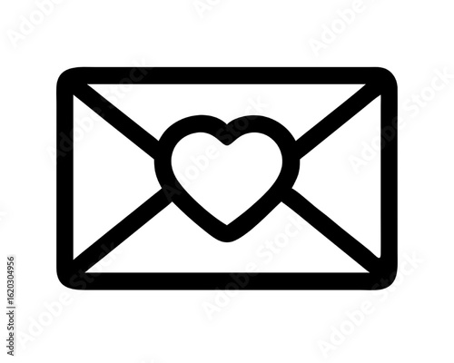 A simple icon of a love letter with a heart seal, symbolizing romance and communication