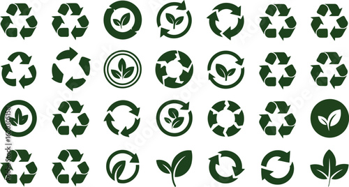 Eco-friendly green recycle icons offering environmentally conscious choices for a sustainable future