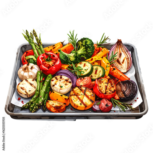 Grilled Vegetable Medley: Colorful Roasted Asparagus, Peppers, Onions, and More