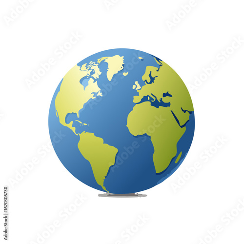 Earth illustration globe showing continents oceans world environment planet