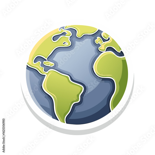 World globe cartoon style illustration showing continents oceans planet travel Earth geography international global awareness icon
