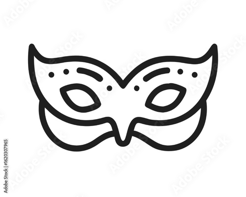 Minimalist Line Art Illustration of a Party Mask Design and Symbolism Concept