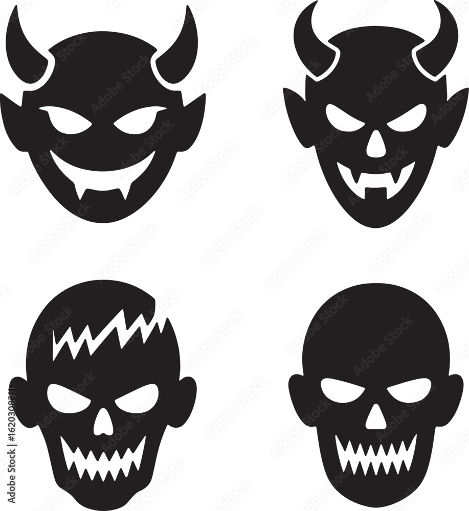 Fototapeta premium Scary Devil and Monster Faces