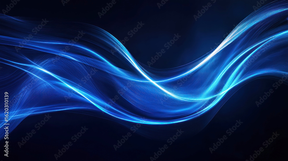 Obraz premium Blue abstract wave pattern on a dark background.