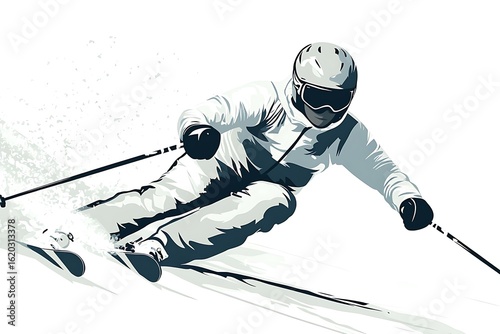Skier During Downhill Slalom Race