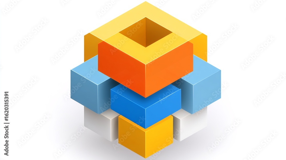 Obraz premium Colorful 3D Cubes Abstract Design Background.