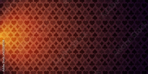 Colorful background with card suits. Picture spades, hearts, diamonds, clubs. Background for gambling, casino advertising. Vector illustration.
