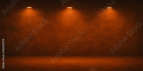 Spotlight shining on stage and wall with dramatic lighting and dark background