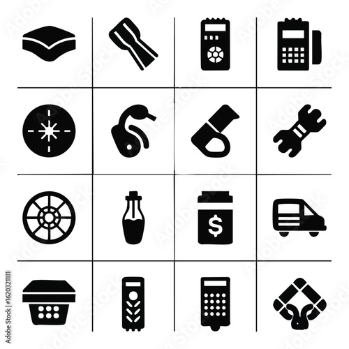 Vector illustration of icon, icons, set with additional visual elements in a modern design