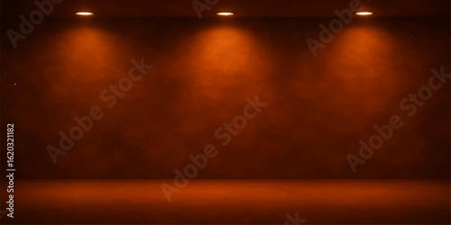 Empty stage illuminated by spotlight with dark artistic backdrop