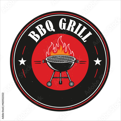 Hot Grill Logo Design Vector Template