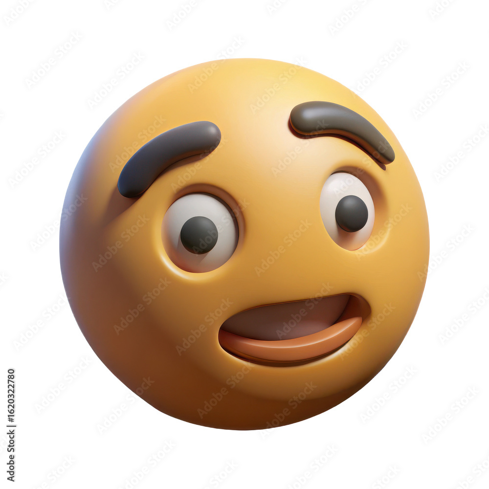 Fototapeta premium Shocked emoji face surprised expression digital art render graphic design element illustration icon 3d