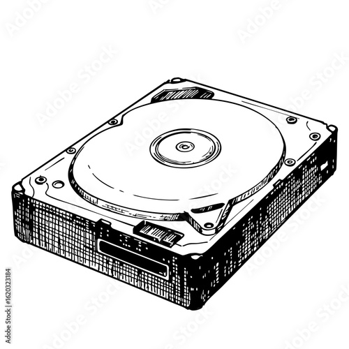 Vintage sketch of an external hard drive  