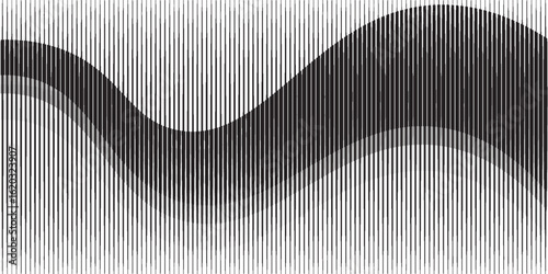 Abstract art geometric background with vertical lines. Optical illusion with waves and transition.