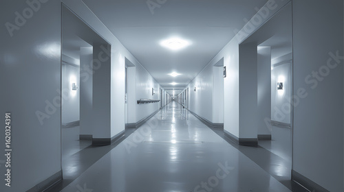 institutional corridor with symmetrical layout