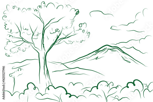natural landscape outline handdrawn.eps