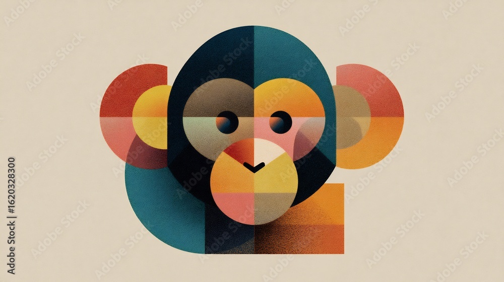 Fototapeta premium Geometric Chimpanzee Illustration with Abstract Animal Art.