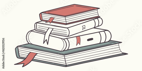 stack of books isolated