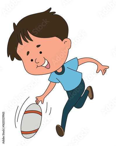 A little boy playing basketball.