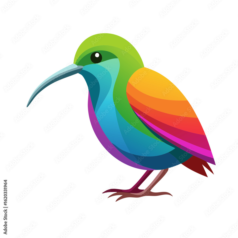 Fototapeta premium Colorful Kiwi Bird Isolated on a Transparent Background