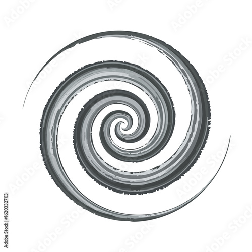Abstract gray spiral illustration on black background artistic design element