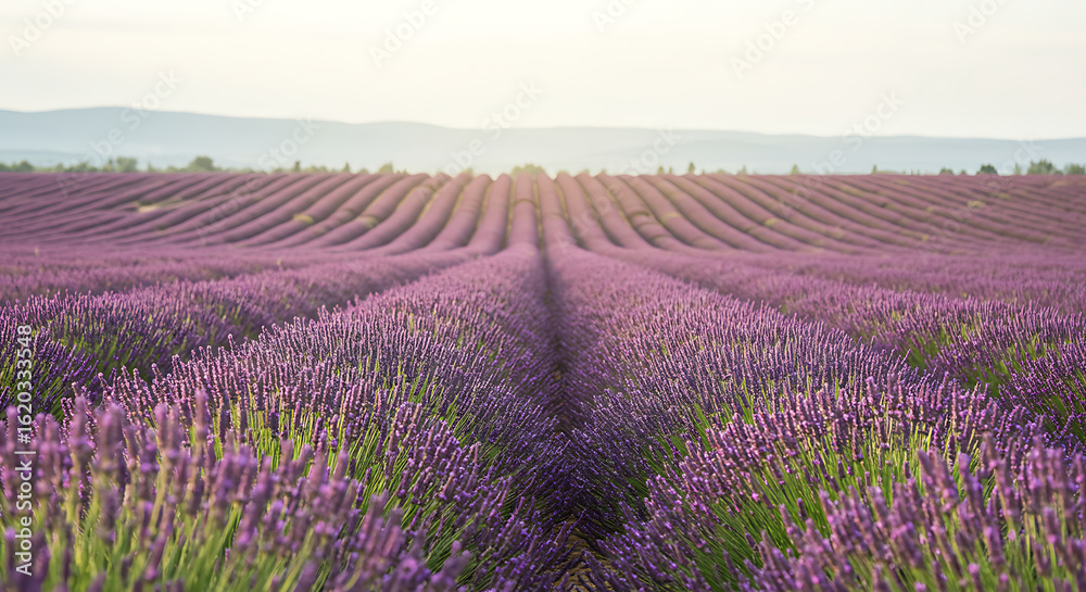 Fototapeta premium Rows of Purple Lavender Blossoms in a Field.